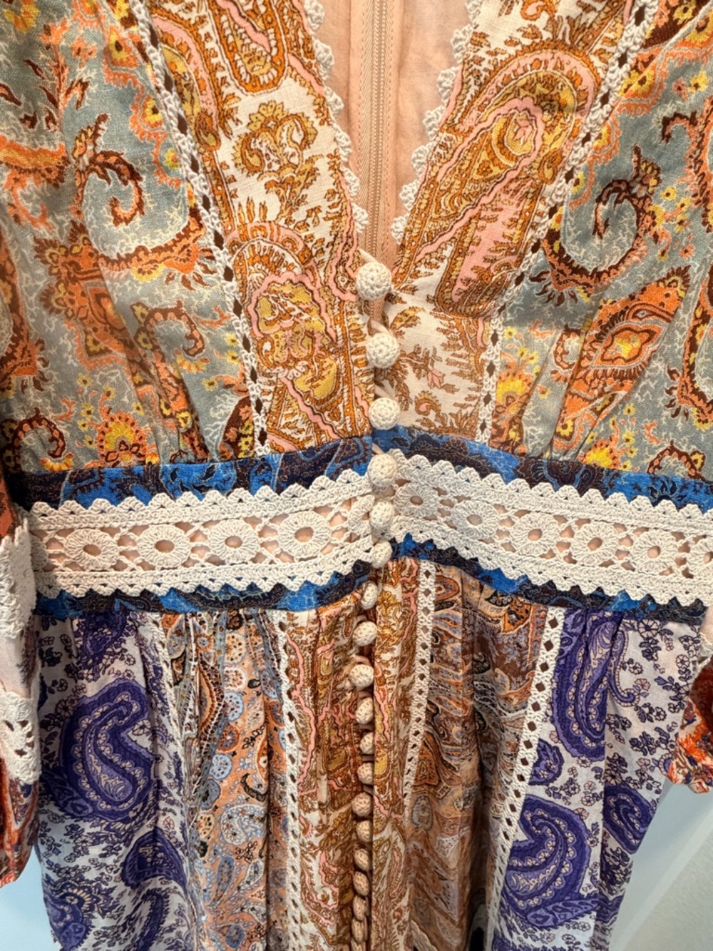 Zimmermann Multi-Color Paisley Patchwork Long-Sleeve Maxi Dress - Picture 4 of 7